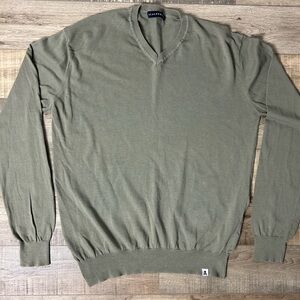 Men's Cotton Khaki V-Neck Sweater by Scalpers